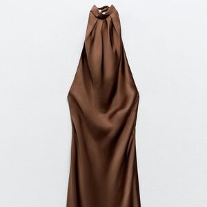 Zara Chocolate Brown Satin Type Dress